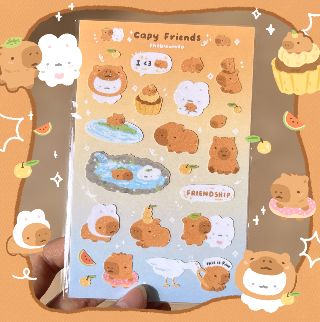 Capy Friends  Sticker Sheet (˵´(ｪ)｀˵）